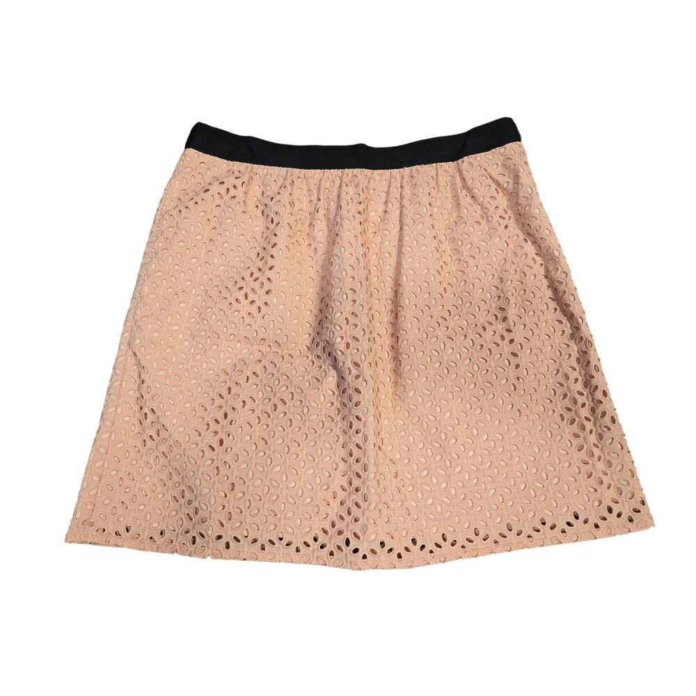 LOFT Skirt Womens 8 Pink Eyelet Overlay Lined A-Line Spring Summer Casual